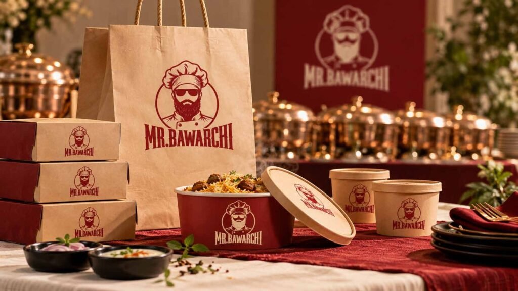 Branded takeaway boxes, kraft bags and biryani bowls